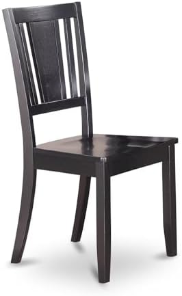 East West Furniture DUC-MAH-LC Dudley Kitchen Dining Chairs - Faux Leather Upholstered Wood Chairs, Set of 2, Mahogany