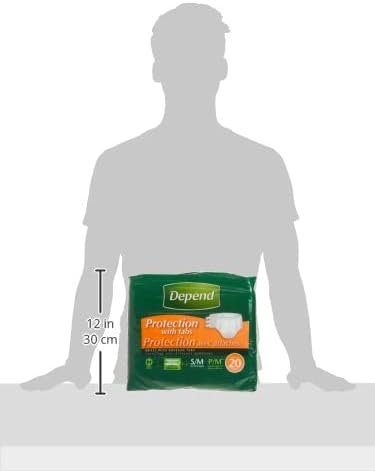 Depend Incontinence Protection with Tabs, Maximum Absorbency, S/M, 60 Count (3 Packs of 20) (Packaging May Vary)