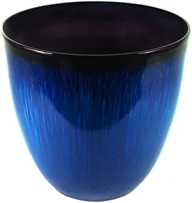 (EPR15-204) Large Egg Shaped Planter - Modern Indoor & Outdoor Decorative Flower Pot/Box (15 Inch, Blue Flower)