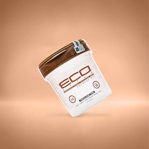 Eco Style Coconut Oil Styling Gel - Adds Luster and Moisturizes Hair - Weightless Styling and Superior Hold - Prevents Breakage and Split Ends - Promotes Scalp Health - Ideal for all Hair - 8 oz