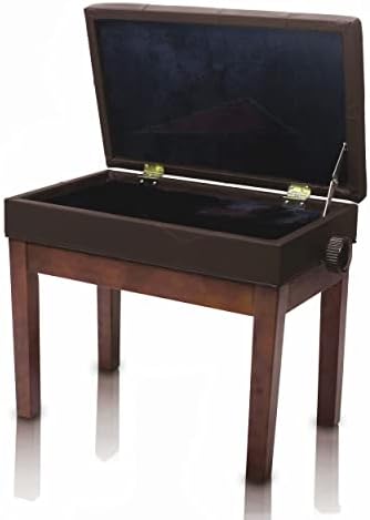 Griffin Adjustable Piano Bench (ErgonomicPRO-X Series) – Vintage Brown PU Leather, Keyboard Stool, Music Storage Seat for Home & Studio