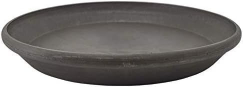 PSW Pot Collection AP25DC 10-inch Plastic/Stone/Wood Composite Plant Saucer Drip Tray – No Drainage Hole (Drillable), Indoor/Outer Water Tray, Dark Charcoal