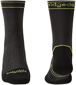 Bridgedale StormSock Lightweight Boot Waterproof Breathable Sock, Dk. Grey/Lime, M