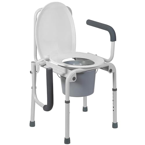 DMI Portable Toilet for Adults, Deluxe Commode For The Elderly, FSA HSA Eligible, Drop Arm Commode For Easy Transfers