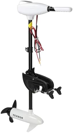 PEXMOR 8 Speed Electric Trolling Motor, Electric Outboard Boat Motor w/Adjustable Handle & LED Indicator, Transom Mounted for Saltwater, Kayak