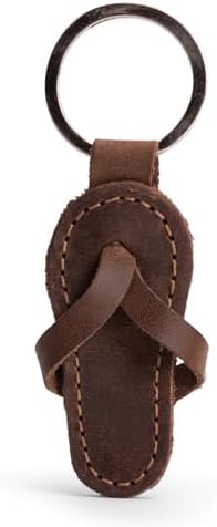 Hide & Drink, Flip-Flop Keychain, Sandal Beach Keychain for Travelers, Surfers and Beach Lovers, Full Grain Leather, Handmade, Bourbon Brown