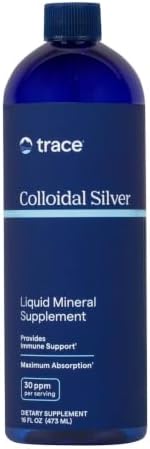 Trace Minerals Colloidal Silver Liquid Supplement, 16 oz | 30 PPM bio-active hydrosol, 99% pure silver, no additives or preservatives, distilled water base, super-oxygenated
