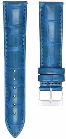 Ewatchparts 19mm Light Blue Italian Leather Replacement Watch Strap Silver Buckle Compatible With Invicta Russian Diver