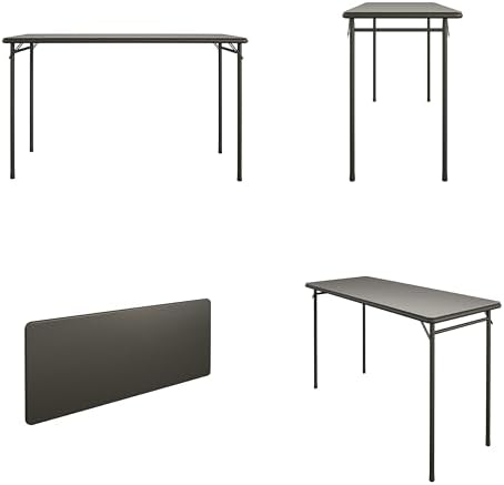 COSCO 20" x 48" Vinyl Top Folding Table, Black
