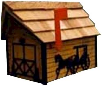 Log Cabin-Look Mailbox Cedar Stain Finish with Black Horse & Buggy Amish Made in USA