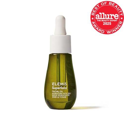 Elemis Superfood Facial Oil, Nutrient-Rich Glow-Boosting Face Oil with Broccoli and Flaxseed, Lightweight Daily Hydration, 0.5 Fl Oz.