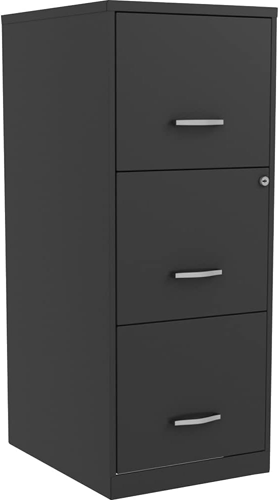Lorell NuSparc 3 Drawer Locking Filing Cabinet | Pre-Assembled Steel Construction | Space-Saving Design is Perfect for Home and Small Office