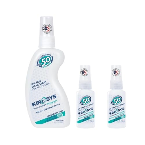 KINeSYS Fragrance Free SPF 50 Sunscreen Spray 4 oz & 1 oz (2-Pack) Bundle