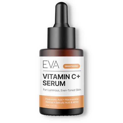 Eva Naturals Vitamin C Serum, Retinol, Niacinamide & Salicylic Acid, 1 oz | Hyaluronic acid, dark spots, brightening, dark spot remover & corrector, anti-aging