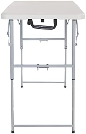 Office Star Resin Multipurpose Rectangle Table, 4-Feet Long, Height Adjustable, Center Folding Table, Light Gray