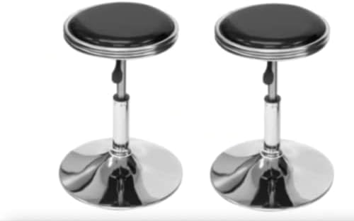Top Us Arcades Set of 2 Swivel Bar Stools Easy Adjustable Height Leather Padded Cushion Work Home Bar Man Cave Arcade Room Garage Padding Black top