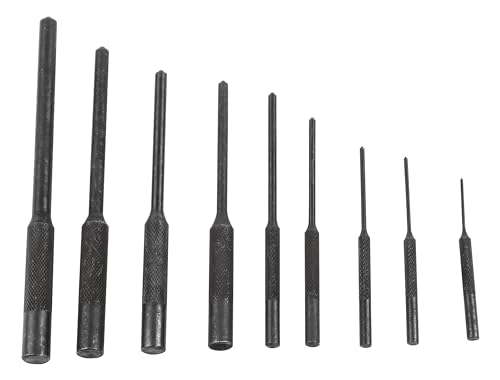 Wheeler Roll Pin Punch Set with 9 Steel Punches, Labeled Rollup Storage Bag for Firearm Maintenance and Gunsmithing