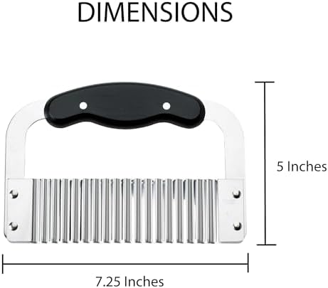 HIC Kitchen Crinkle-Cut Wave Slicer French Fry Vegetable Cutter, Stainless Steel Blade