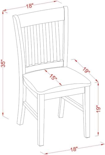 East West Furniture NFC-MAH-W Norfolk Dining Room Chairs - Slat Back Solid Wood Seat Chairs, Set of 2, Mahogany