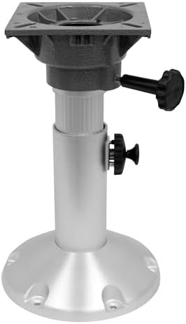 Wise 8WP21-18S Boat Seat Pedestal, Adjustable Height from 12" to 18", with Standard Seat Mount | 2-7/8 in anodized aluminum post, 9 in base
