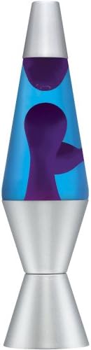 14.5-Inch Silver Base Lava Lamp with Purple Wax in Blue Liquid - 2118