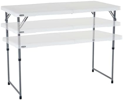 LIFETIME Fold-in-Half Adjustable Folding Table, 4 Foot
