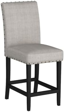 Biony Blue Fabric Counter Height Stools with Nailhead Trim, Set of 2