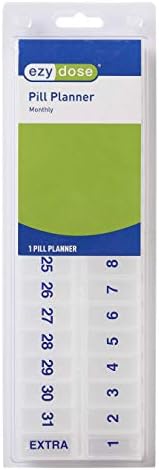EZY DOSE (31-Day) Monthly Pill, Medicine, Vitamin Organizer Box, Monthly, Daily Planner, Extra Storage Compartments, Transparent Lids, BPA Free
