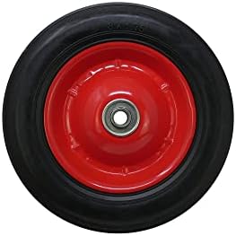 Shepherd Hardware 9636 8-Inch Semi-Pneumatic Rubber Tire, Steel Hub with Ball Bearings, Ribbed Tread, 1/2-Inch Bore Centered Axle
