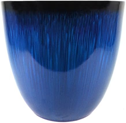 (EPR15-204) Large Egg Shaped Planter - Modern Indoor & Outdoor Decorative Flower Pot/Box (15 Inch, Blue Flower)