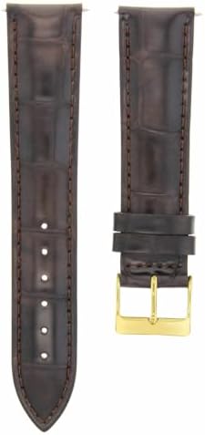 Ewatchparts 19mm Dark Brown Leather Watch Band Replacement Watch Strap Gold Buckle Compatible With Invicta Russian Diver