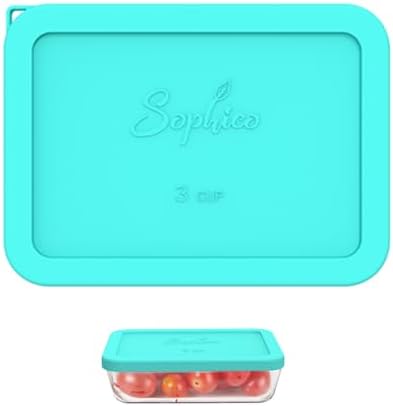 SOPHICO 3 Cup Rectangle Silicone Replacement Lids for Pyrex 7210-PC Glass