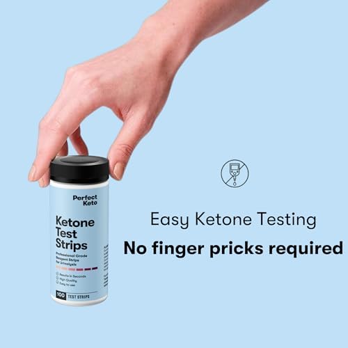Perfect Keto Ketone Test Strips Kit for Testing Ketones on Low Carb Ketogenic Diet, Monitor Ketosis, Keto Diet Tracker, Urine Test Strips, 100 CT