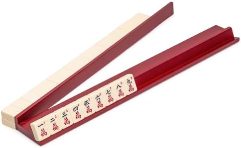 Yellow Mountain Imports Classic Chestnut Color Wooden Mahjong Game Racks with Pushers, 18 Inches - Set of 4 (Includes Magnetically Attached Mahjong Pushers)