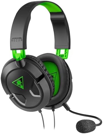 Turtle Beach Recon 50 Wired Multiplatform Gaming Headset for Xbox, PS5, PC | Xbox Series X|S, Xbox One, PlayStation, PS4, Mobile, Removable Mic, 40mm Speakers, In-Line Controls, Lightweight, Black Green