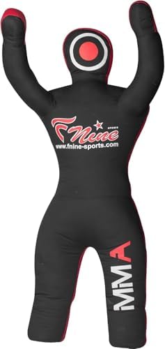 MMA Grappling Dummy, for Judo, Wrestling, Brazilian Jiu Jitsu, Submission and Throwing UNFILLED Canvas Bag (Black Red, 47 Inches (4 feet))