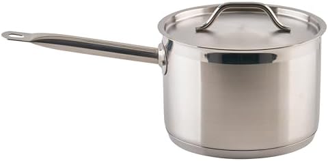 Winco 4 1/2 qt Heavy-Duty 4.5 qt Stainless Steel Sauce Pan with Cover | Even heat distribution, Secure riveted handle, Great for Cooking, Food Preparation and Restaurant Kitchens