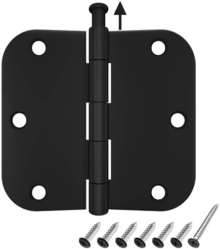 HOSOM 18 Pack 3.5 Inch Brushed Nickel Interior Door Hinges, 5/8 Radius, Satin Nickel 3 1/2 Interior Door Hinges, 3.5 "x 3.5" Silver Hardware