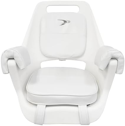 Wise 8WD007-3-710 Offshore Series Deluxe Pilot Chair Cushions with Armrests - White | Roto-molded marine plastic frame, 28 oz vinyl