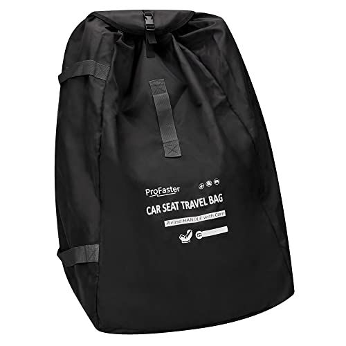 Car Seat Travel Bag Backpack for Air Travel - Karfast Universal Infant Carseat Gate Check Bag Cover for Airplane, Foldable with Pouch, Black
