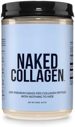 NAKED Collagen Peptides Protein Powder, 60 Servings, Pasture-Raised, Unflavored Grass-Fed Hydrolyzed Collagen Supplement, NSF Certified, Paleo Friendly, Non-GMO, Keto, Gluten Free, 20oz