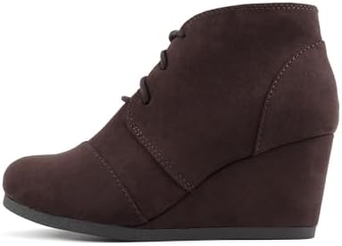 Soda “REX” ~ Women Lace Up Rounded Toe Low Wedge Ankle Bootie