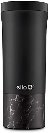 Ello Miri 16oz Insulated Stainless Steel Travel Mug with Slider Lid, Black Marble