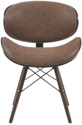 Armen Living Cassie Dining Chair in Black Faux Leather and Walnut Wood Finish 20D x 21W x 31H in