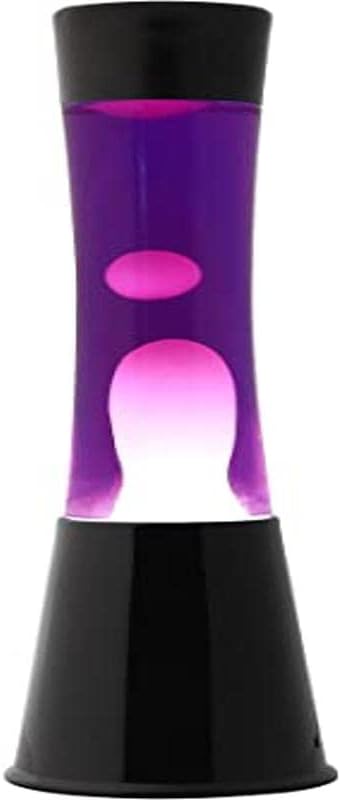 ITOTAL - Lamp Magma with Internal Beautiful Colors, Colored Bubbles and Hypnotic Wax US Plug (Purple & Pink Black Base)