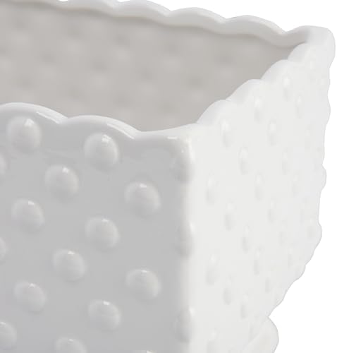 Creative Co-Op White Hobnail Rectangle Ceramic Planter