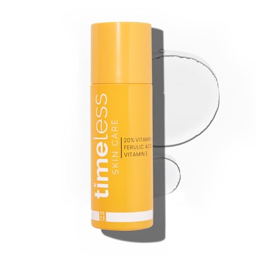 Timeless Skin Care Vitamin C Serum with Vitamin E & Ferulic Acid - Brightening Serum - for Oily & Dry Skin - Fragrance-Free - 1 oz | Vitamin C Serum for Even Skin Tone and Collagen Support, Antioxidant-Rich Advanced Skincare Formula, Lightweight