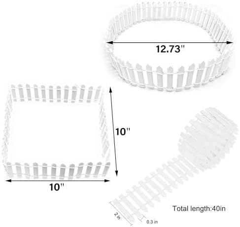 Prsildan 40 Inches Miniature Fairy Garden Fence, DIY Wood Picket Fence Mini Ornament