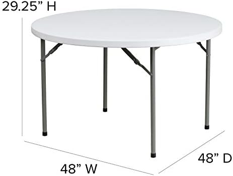 Flash Furniture 5' Round All-Occasion Plastic Folding Event Table for Parties and Trade Shows, Folding Banquet Table for Indoor/Outdoor Events, White