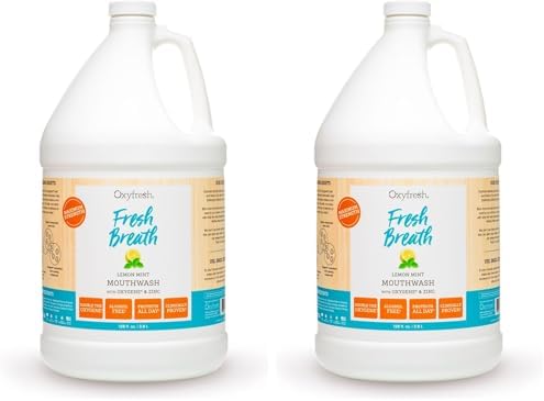 Oxyfresh Lemon Mint Fresh Breath Mouthwash – Bad Breath Treatment – SLS & Fluoride Free – Alcohol Free, Gentle Nonburning with Xylitol & Essential Oils – 16 Fl Oz | Refreshing Oral Rinse for Bad Breath – Alcohol Free, Gentle Non Burning Mouthwash with Xy…